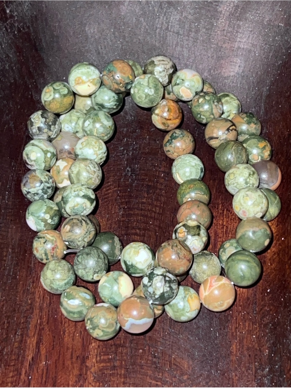 Rhyolite authentic gemstone beaded elastic bracelets